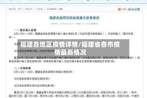 福建各地区疫情详情/福建省各市疫情最新情况
