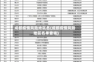 成都疫情风险地区名(成都疫情风险地区名单查询)
