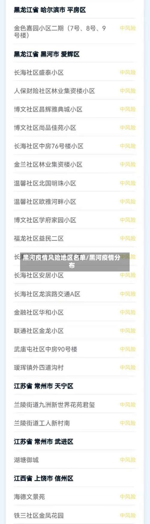 黑河疫情风险地区名单/黑河疫情分布-第1张图片